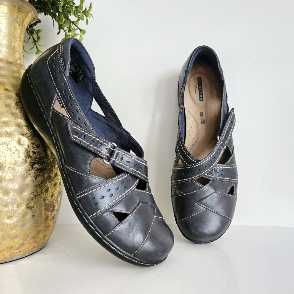 Clarks Women's Ashland Spin Q Slip-On Genuine Leather Mary Jane Loafer Size 11W